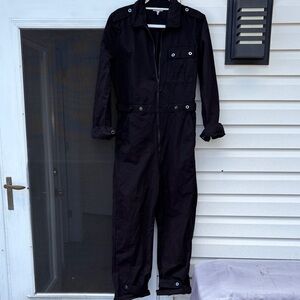 Good American Ladies Black Utility Zip Front Jumpsuit-L